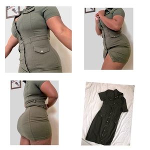 sexy olive dress button down
